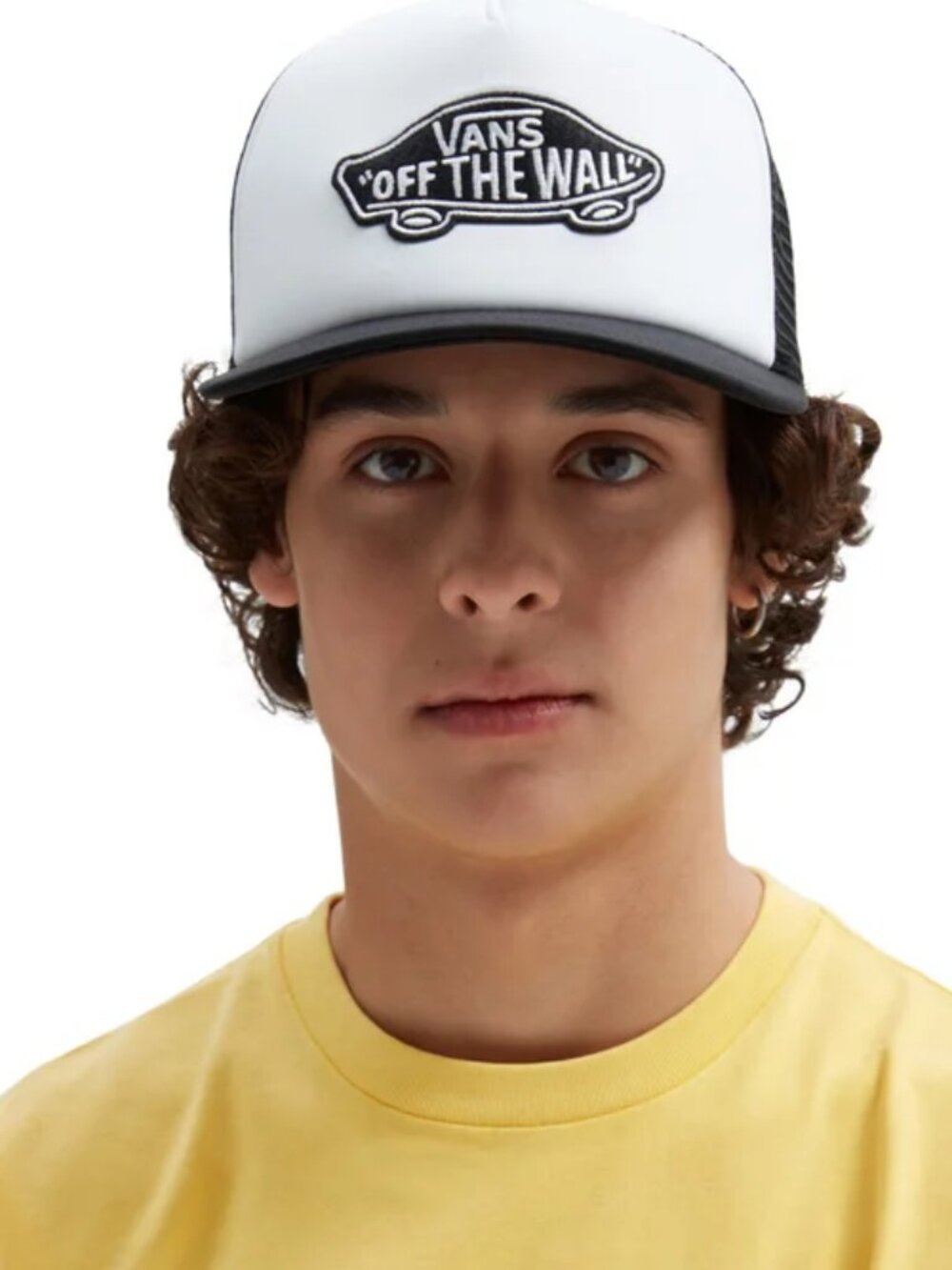Vans Off The Wall Hat Snapback White Black Mesh Adjustable Trucker Cap Logo